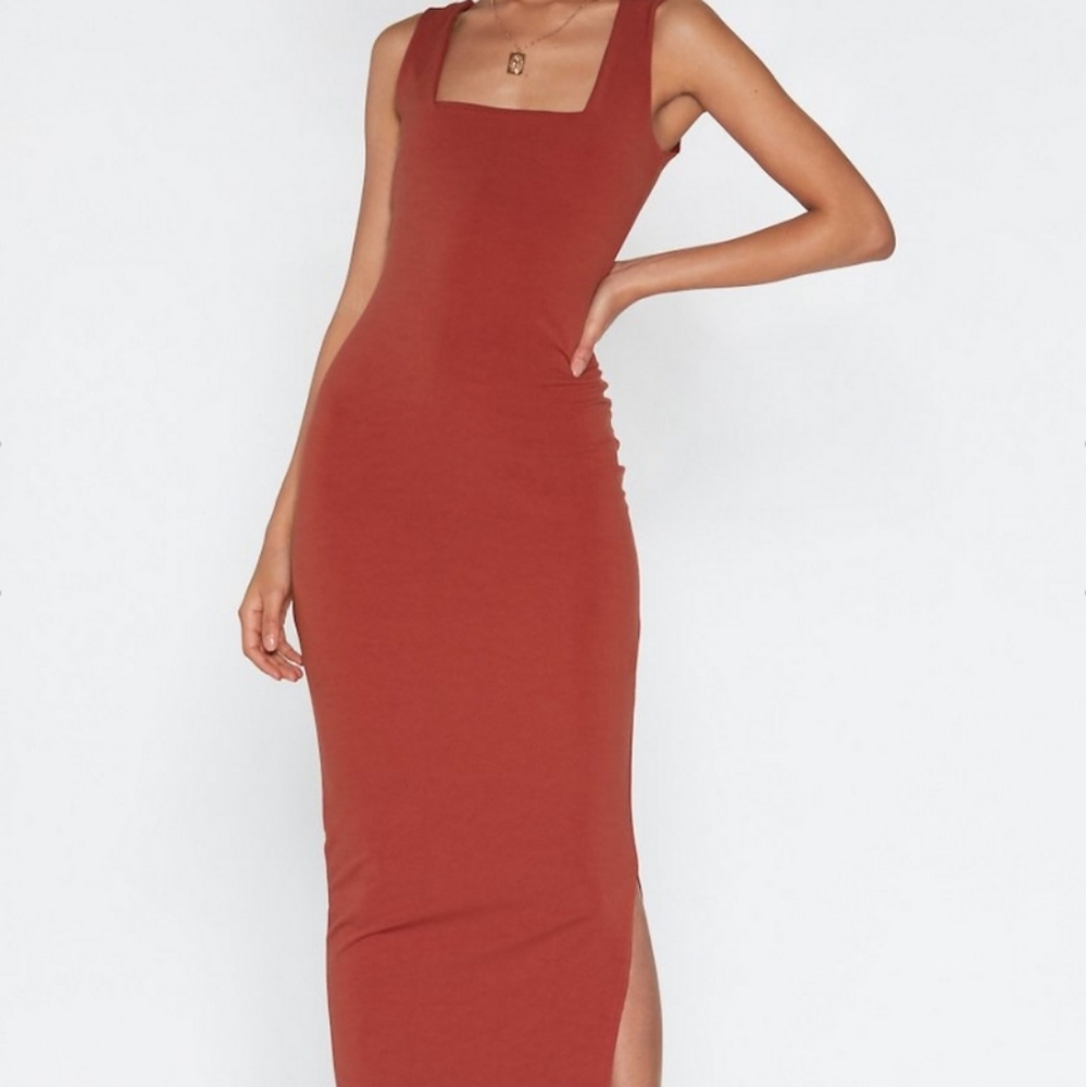 Nasty Gal Rust Midi Dress w/Slit NWT